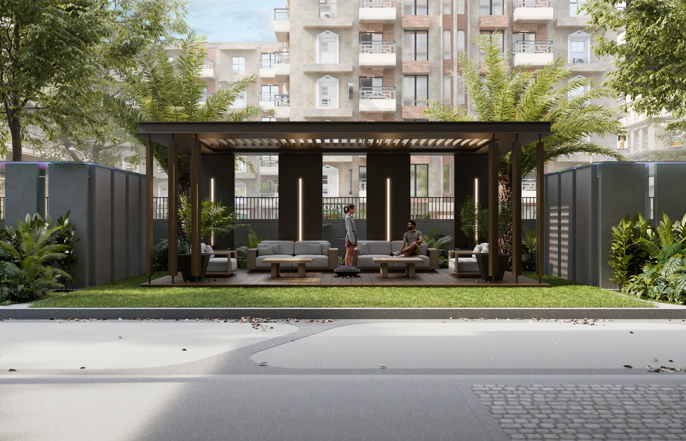 Landscaped Gazebo Waiting Area
